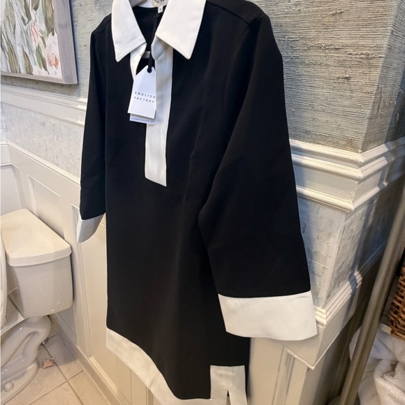 NWT new medium Anthropologie English Factory color block dress black white mod - Picture 8 of 16